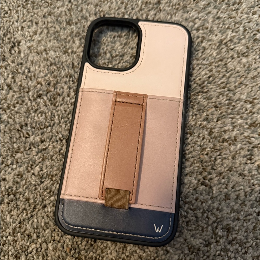 Stylish Leather Phone Case with Card Holder - Black and Tan